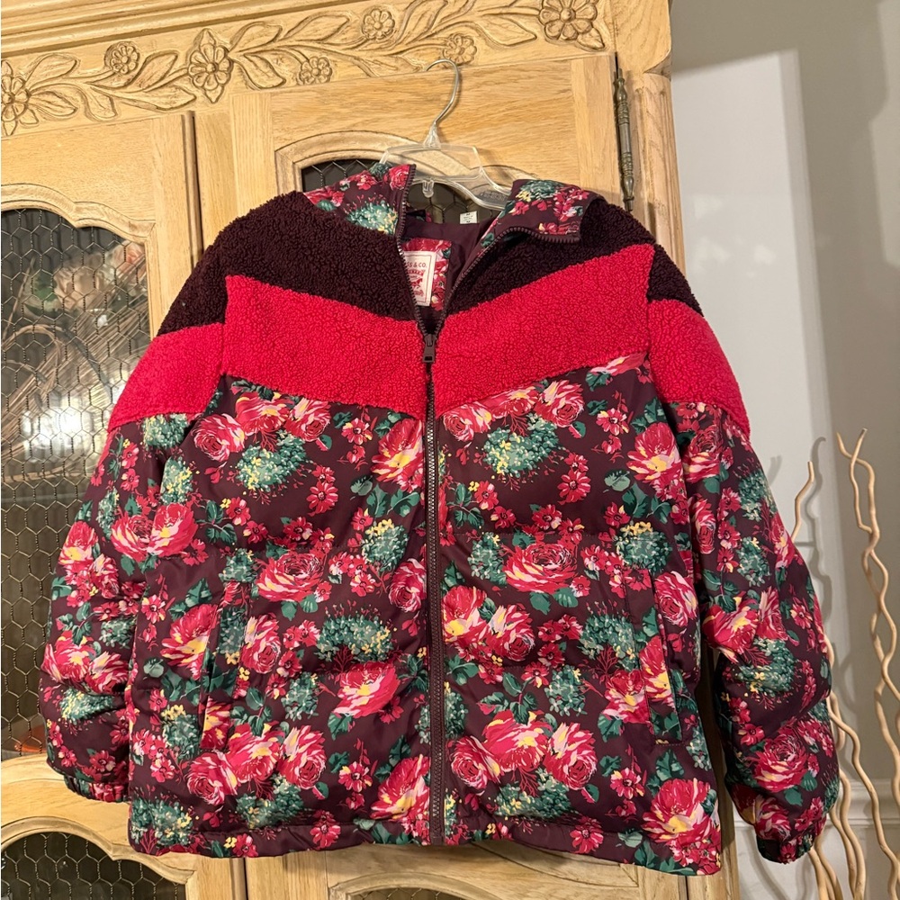 Levi’s Floral Puffer Jacket with Red Accents